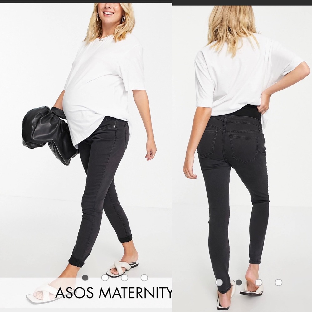 ASOS DESIGN Maternity ultimate skinny jeans -washed black-over bump waistband
